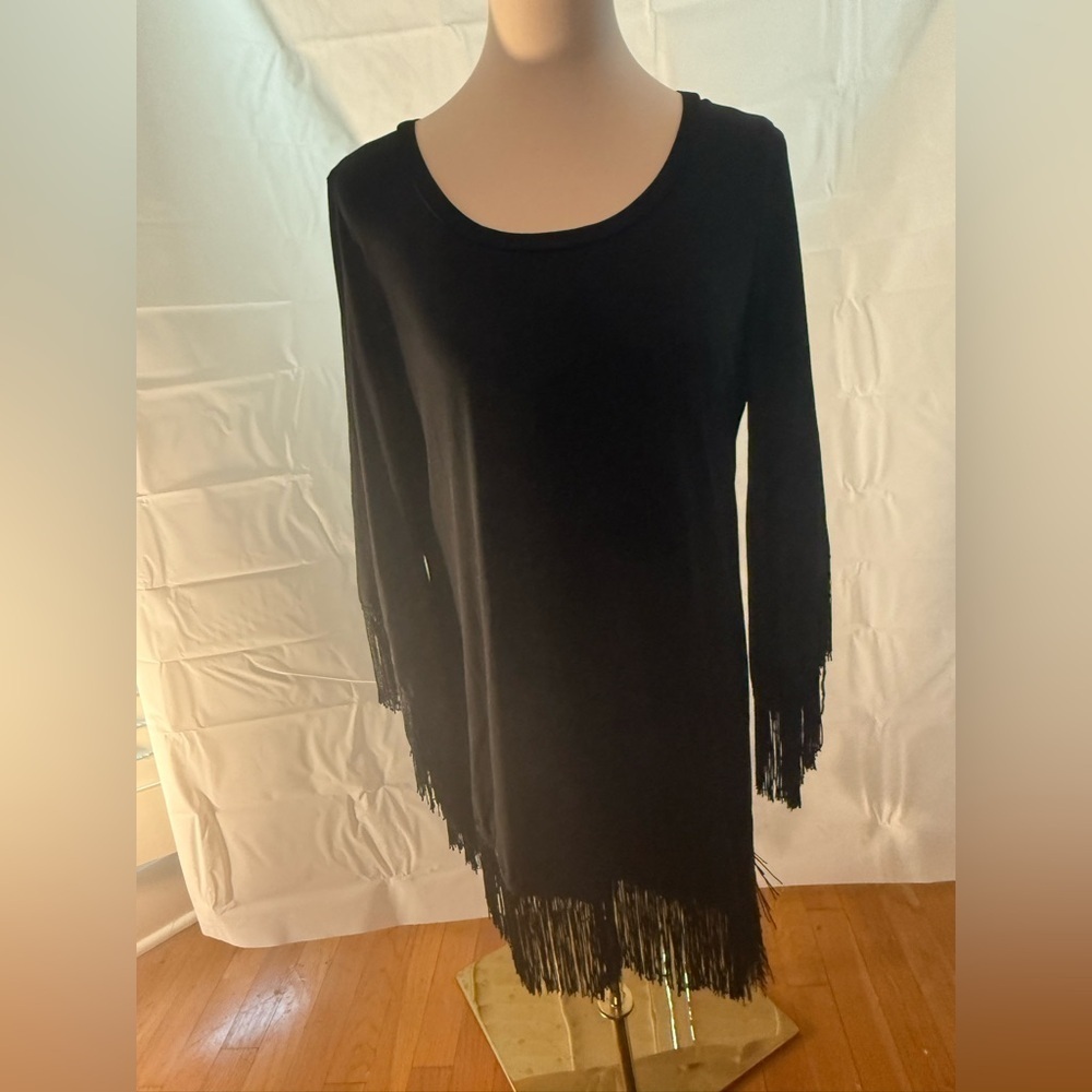 Sunny Leigh Elegant Black Fringe Tunic